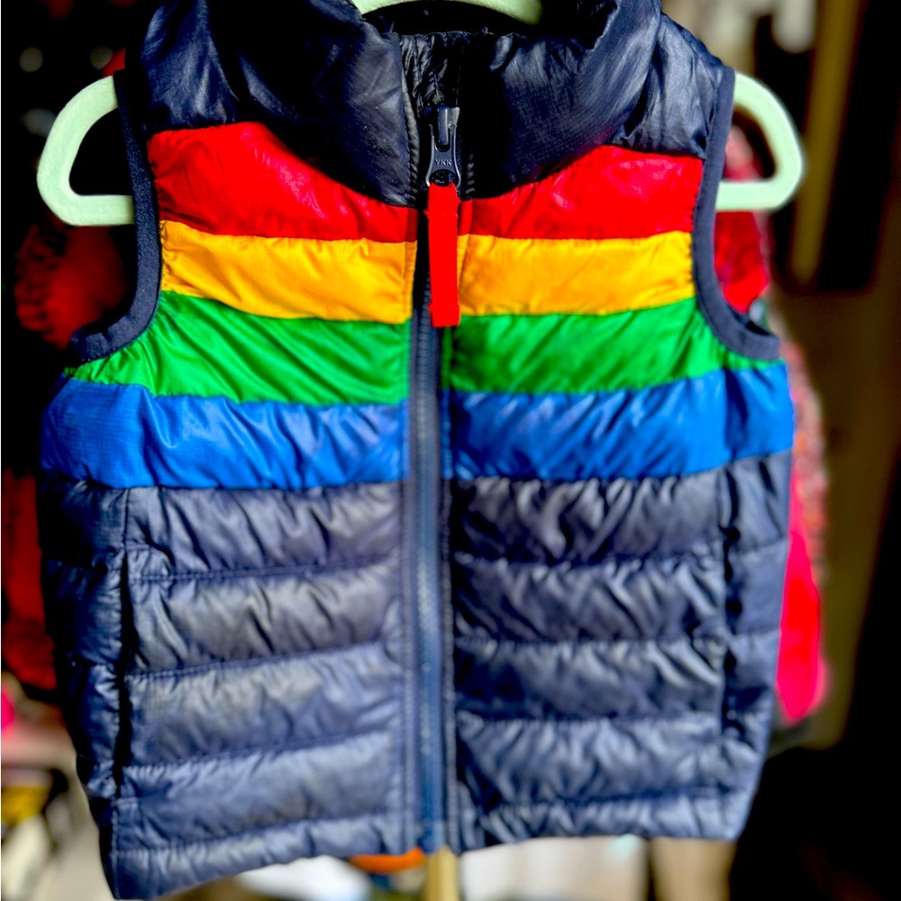 Primary 2T multicolored puffy vest.